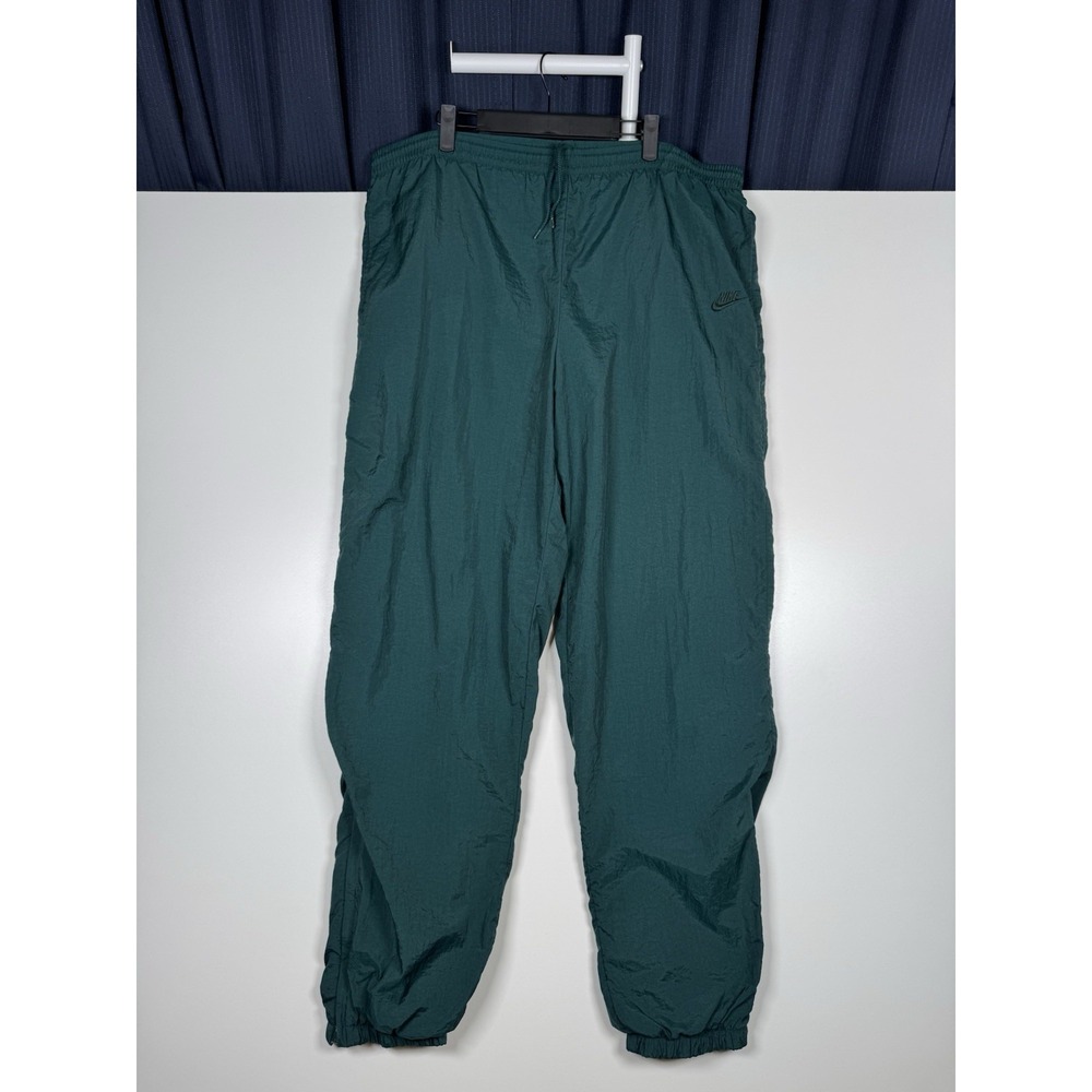 Vintage 90's Nike Windbreaker Track Pants Men's XL Green Lined Ankle Zip